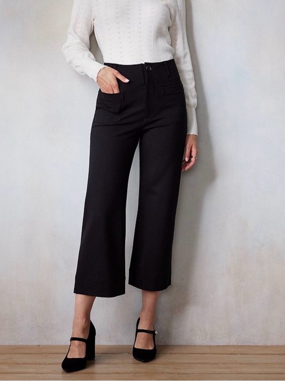 LC Lauren Conrad Black Wide-Leg Chinos